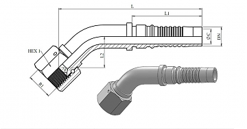 JIC 1.5/16"-12/45-16 int DN25
