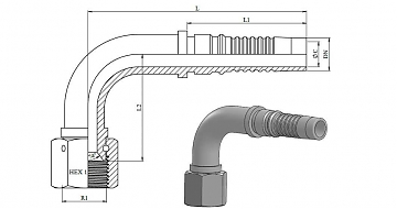 JIC 1.7/8"-12/90-24 int DN38