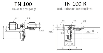 TN100, TN100R Тройник (штуцер труба)